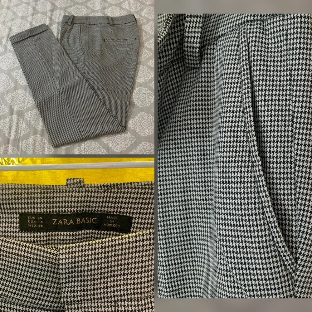 🤩 ZARA Basics Plaid Pattern Pants/Trousers - Picture 3 of 11